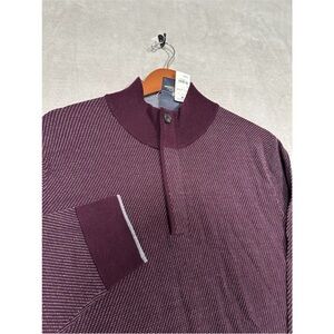 NWT Brooks Brothers Merino Wool Quarter Zip Sweater Burgundy